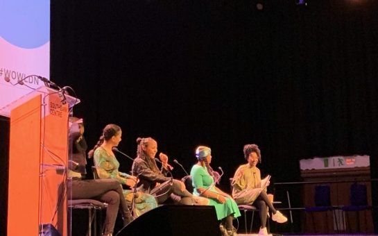 Hannah Azieb Pool makes a point at the 'F*ck Forgiveness' event at Women of the World 2020