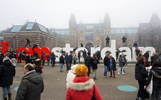 Tourist sign in amsterdam