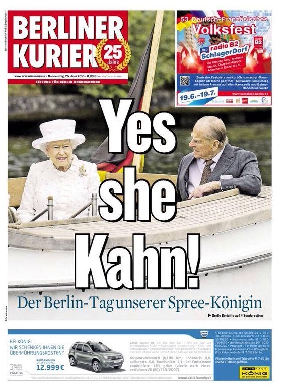 Berliner Kurier front page Yes she Khan