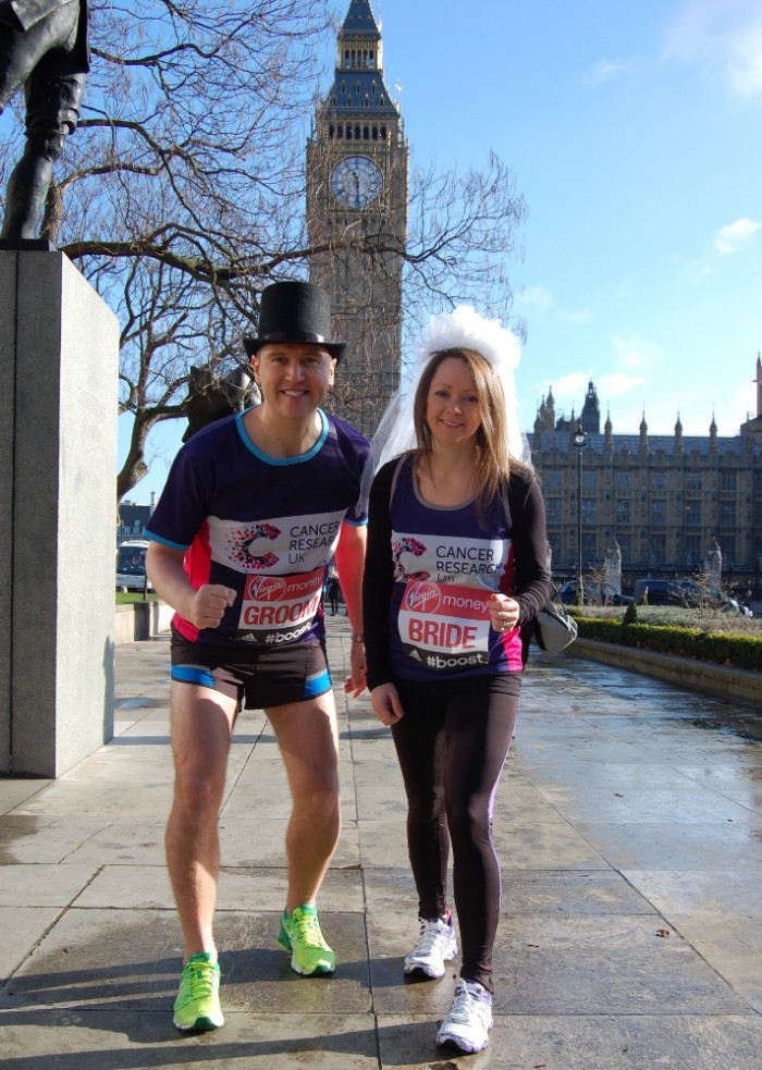 Clapham Common London Marathon wedding couple portrait