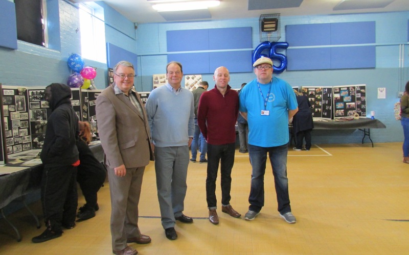 Councillor David Williams, Stephen Hammond MP, Leon Trowbridge chairman of Endeavour, Endeavour Youth Club