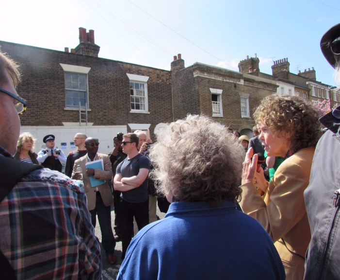 Kate Hoey  protest Trace Newton-Ingham  eviction pic courtesy Gerard Keenan