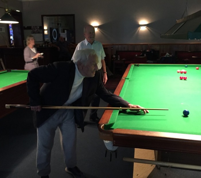 Leonard Jewell playing snooker Tooting club