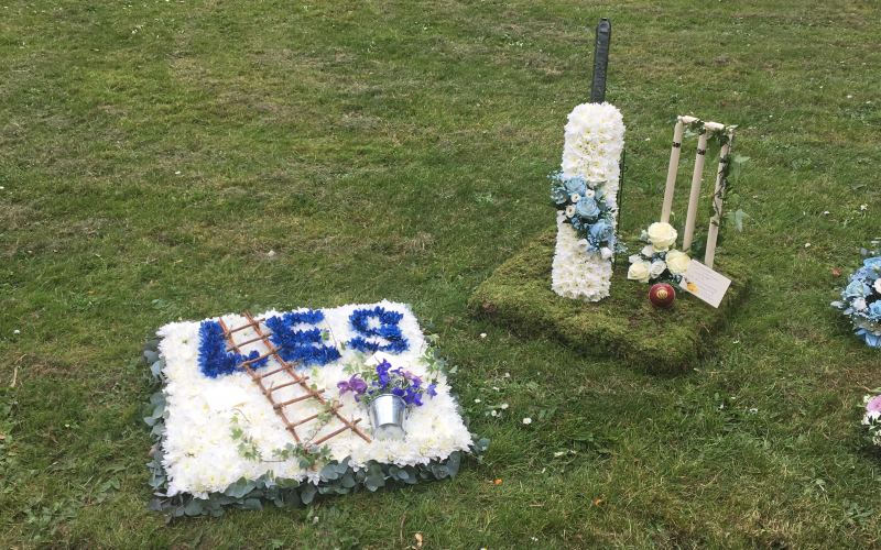 Part of the memorial to Leslie Rhodes outside his Clapham home