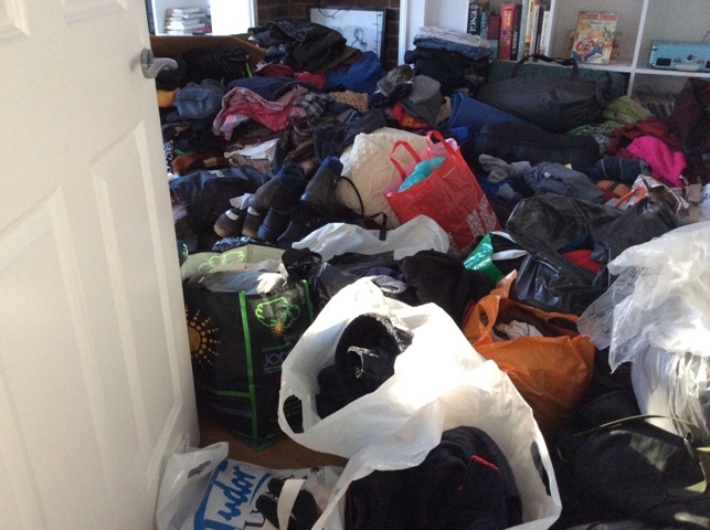 London to Calais, Naomi's room - bursting with donations