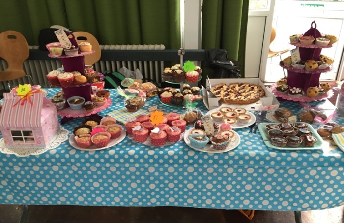 Mad Hatters tea party cake sale table