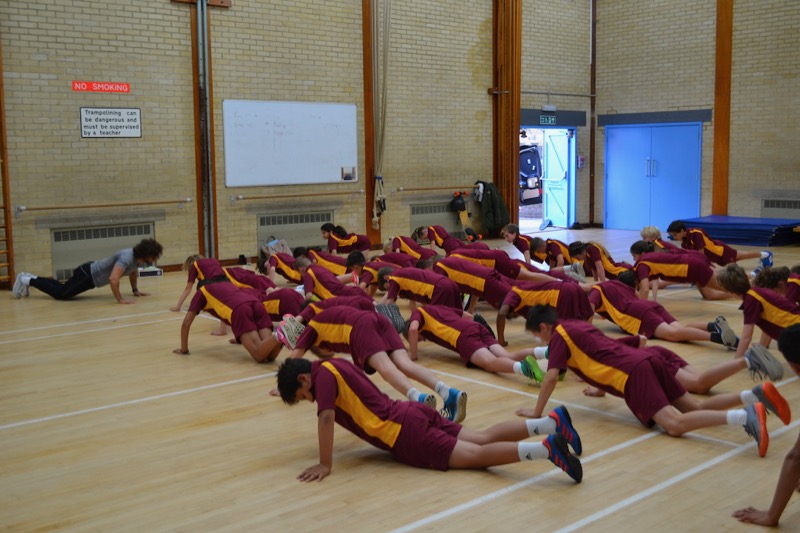 Joe Wicks leads pupils from Orleans Park School through a workout