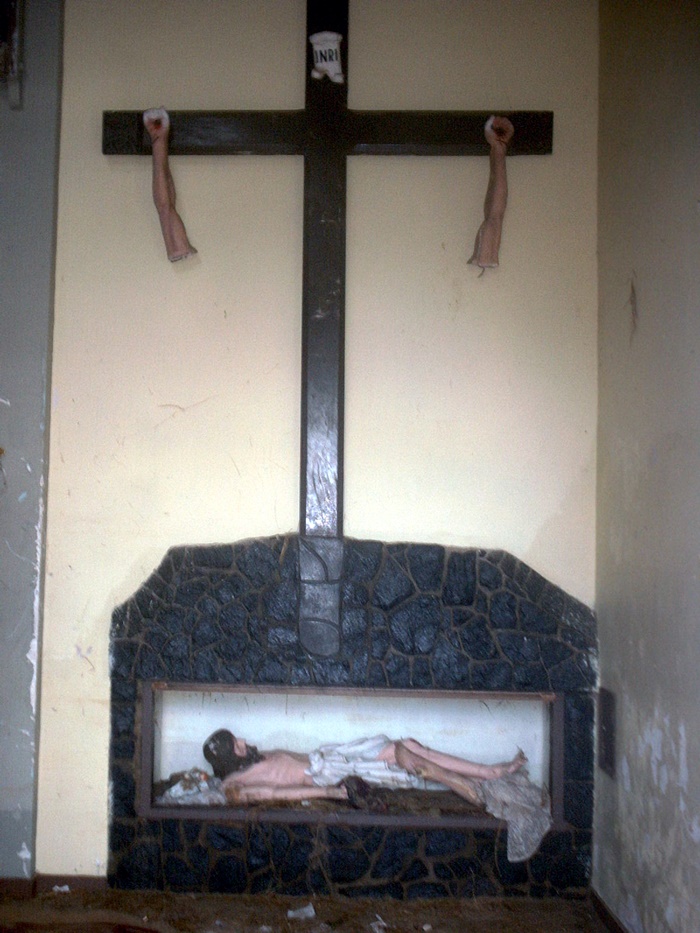 St Mary's Matara, Sri Lanka damage done by tsunami statue