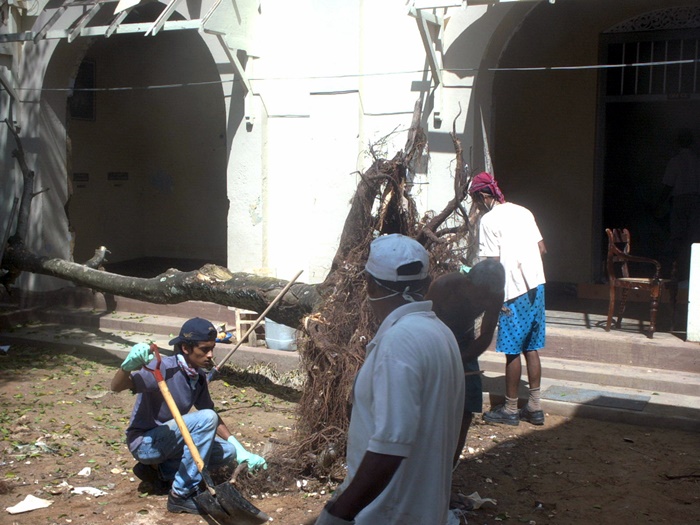 St Mary's Matara, Sri Lanka damage done by tsunami tree uprooted