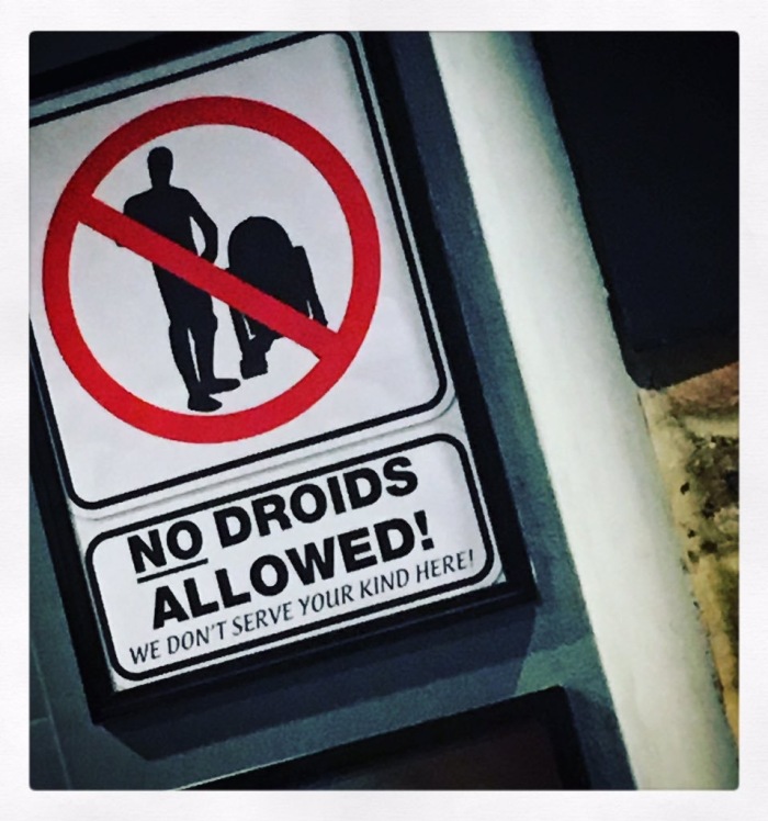 Star Wars The Force Awakens no droids allowed