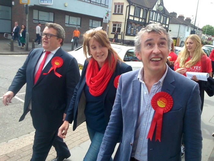 Steve Coogan Labour campaign trail close up SWL