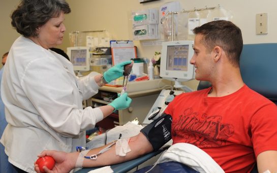 man giving blood