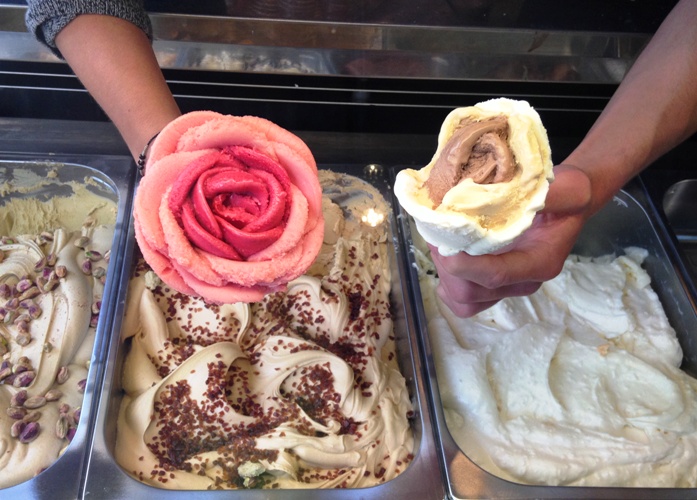 nat vs Cyndie gelato flowers