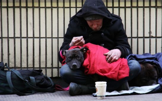 A homeless man on the streets of London