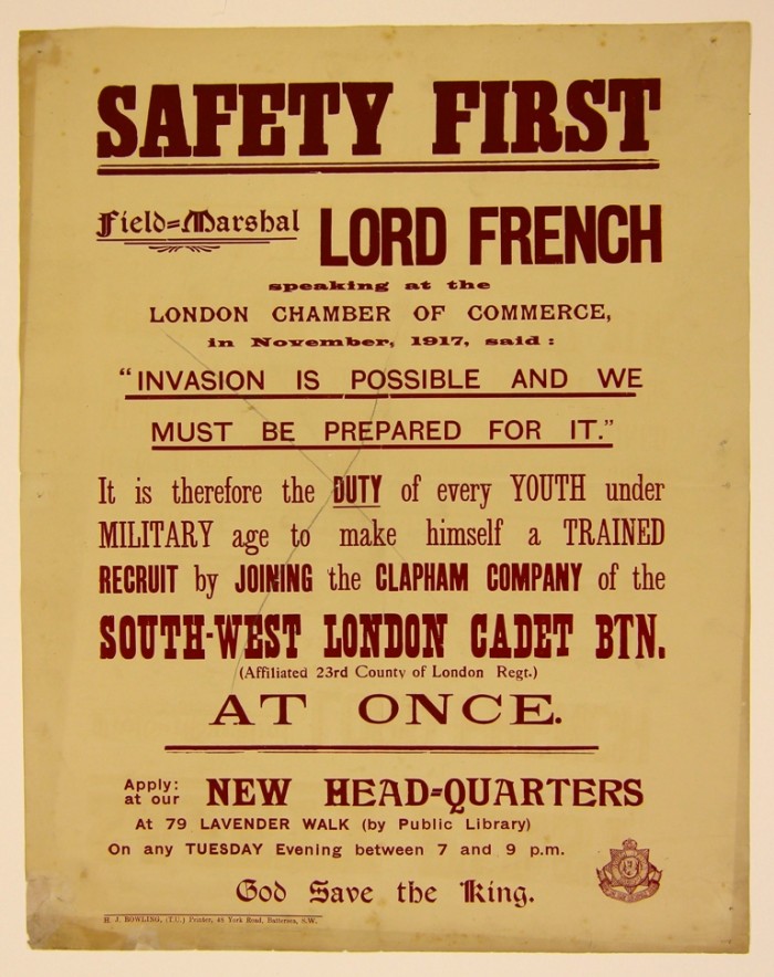 recruitment poster war pic courtesy Wandsworth Heritage Service