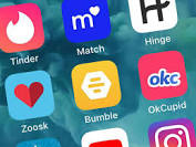 Bumble , Tinder , Zoosk app icons for online dating mobile screen