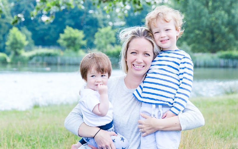 Online tutor Katie Higham with sons Harry, 5 (left) and Sebastian, 8 (right)