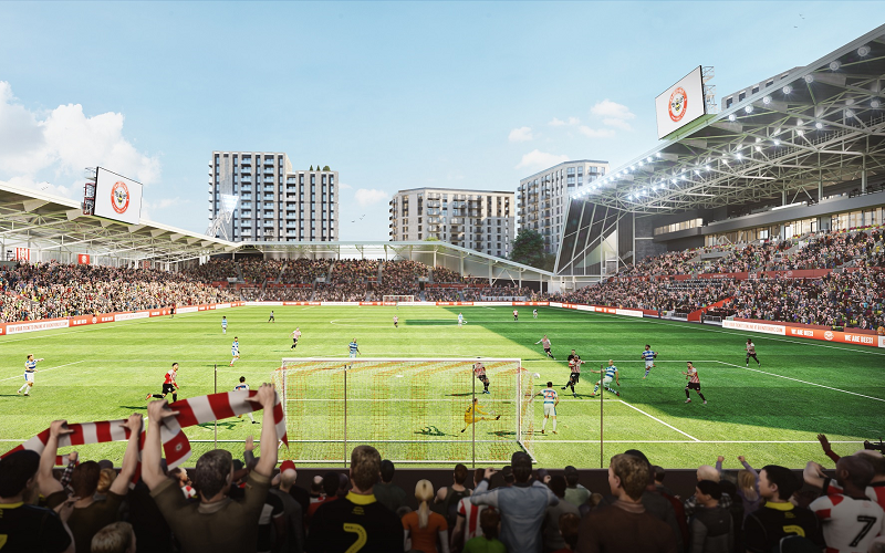 A CGI of Brentford's new stadium