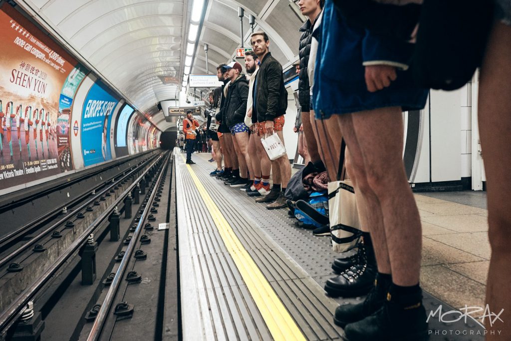 People take part in the annual No Trousers On The Tube 