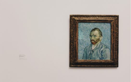 Photo of a framed portrait of Vincent Van Gogh