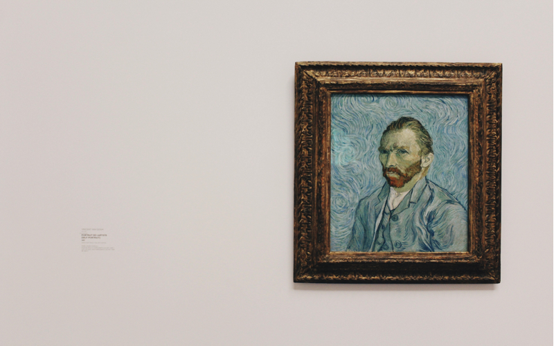 Photo of a framed portrait of Vincent Van Gogh
