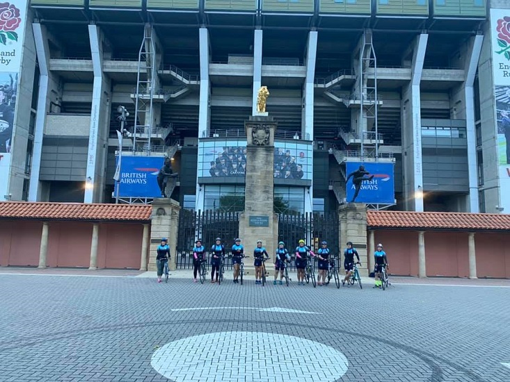 Supermarine Ladies RFC outside Twickenham stadium before the race.