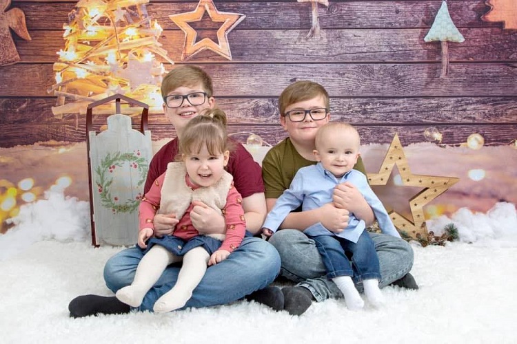 Isla with her siblings: Madoc James, Archer James and Cullen James. Credit Lee and Amy James.