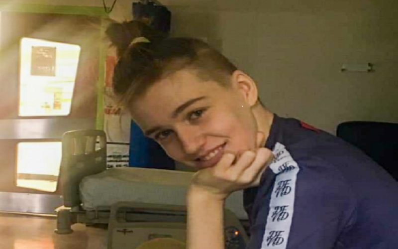 Ben in hospital smiling after his sixth round of chemotherapy.