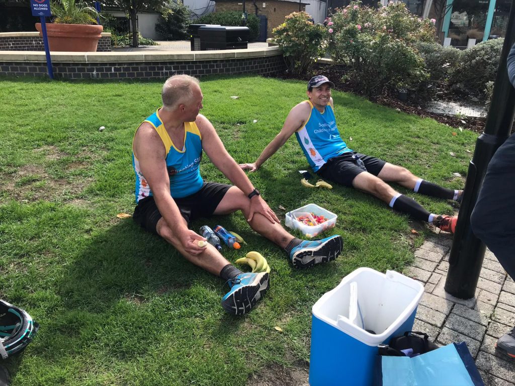 Runners enjoying a post race snack