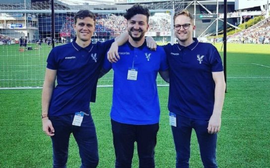 samuel jordan with Chris Grierson of Palace TV and Tom McGuiness who works in Marketing at Palace at Selhurst Park
