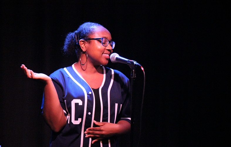 Shaniqua Benjamin performing her first commission as Croydon's Poet Laureate.