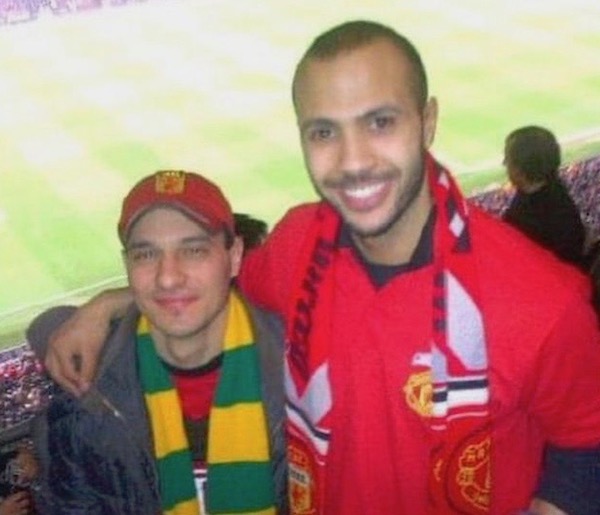 Tarek and Akram together at a football match