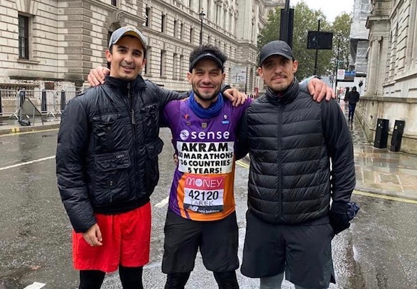 Rob, Akram and Ahmed join for the last 5km of the virtual london marathon to remember Tarek