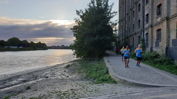 Runners near the end of the marathon