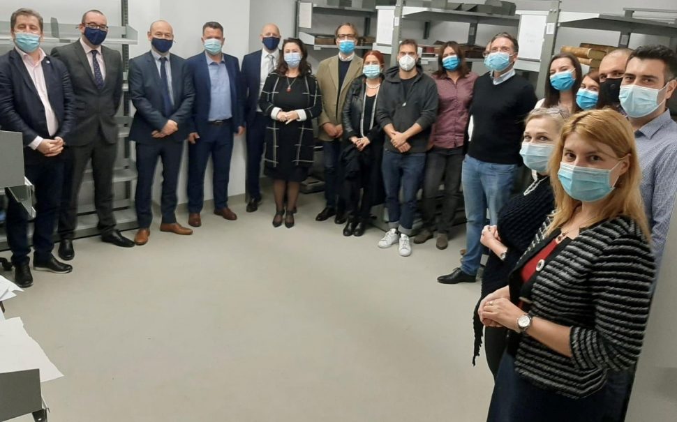 17 people, including police officers from Romania and London and victims of the Feltham book theft at the National Library of Romania, Bucharest.