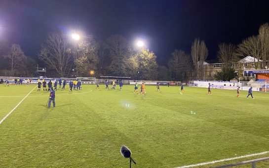 Hampton and Richmond coaches and players leave after a disappointing 2-0 home defeat