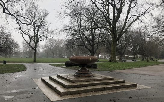 The fountain in the middle of Kennington Park