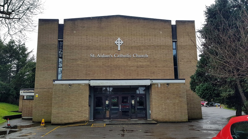 Exterior shot of St. Aidan's Catholic Church on Portnalls Road, Coulsdon.