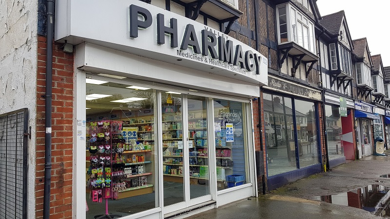 Exterior shot of Valley Pharmacy, Coulsdon 