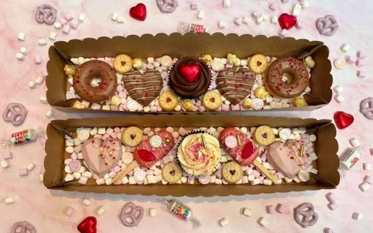 two boxes of valentines inspired baked goods
