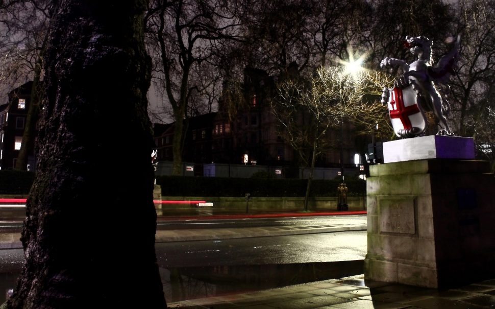 The City of London dragon atop a plinth