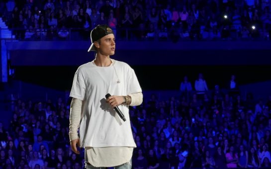 justin bieber on a stage