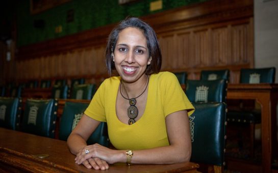 Munira Wilson in her chair in Parliamentary office