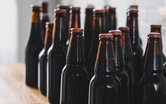 craft beer bottles on shelf