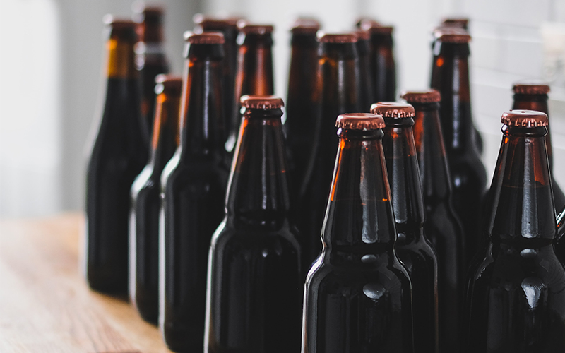 craft beer bottles on shelf