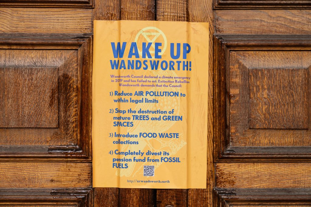 Poster on Wandsworth Council's door