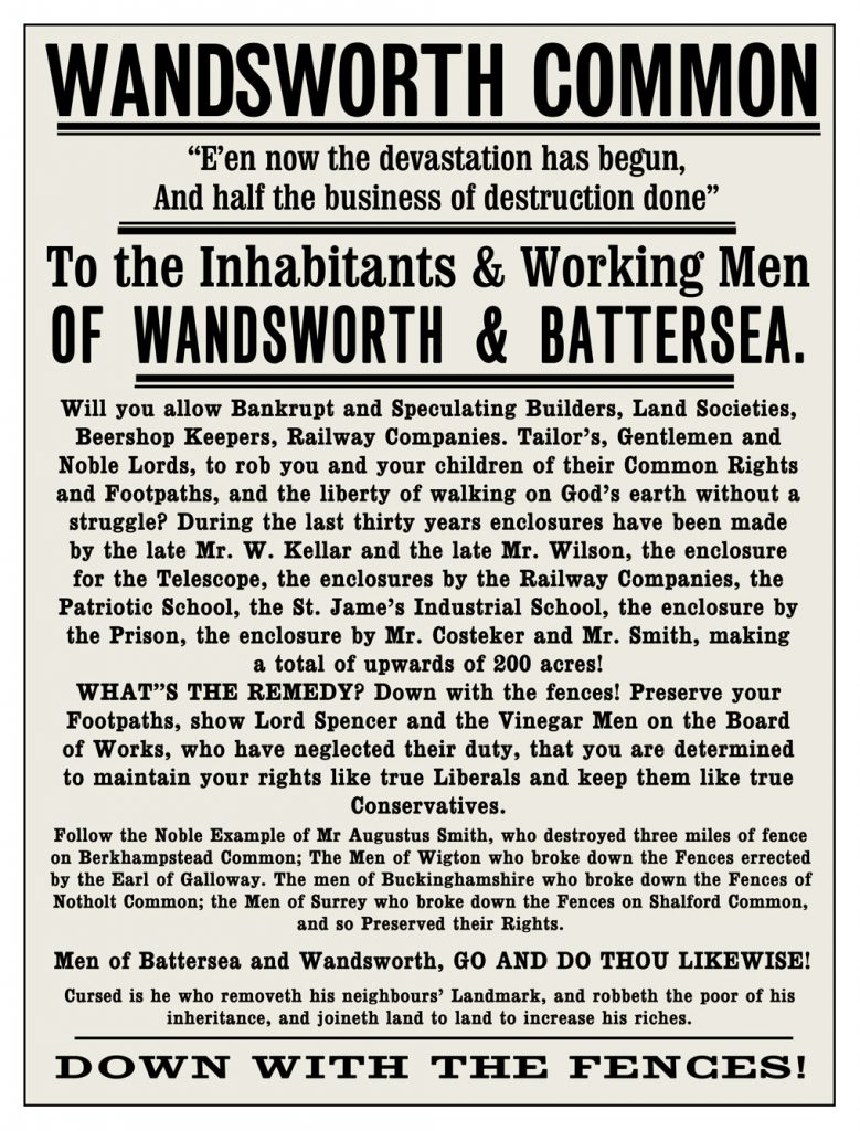 Poster explaining the need for transfer of ownership for Wandsworth Common
