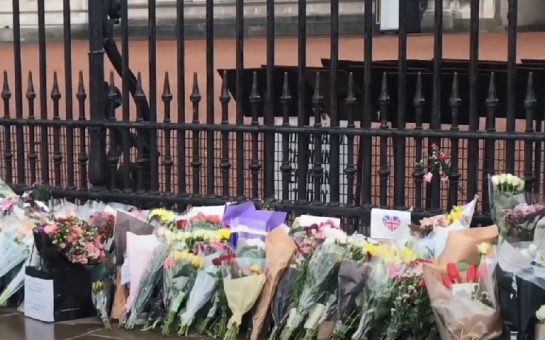 Flowers for Prince Philip outside Buckingham Palace