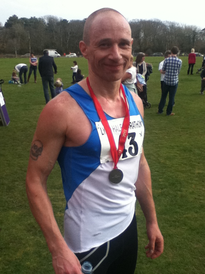 Dr Jim Ashworth-Beaumont after completing a race, before his accident