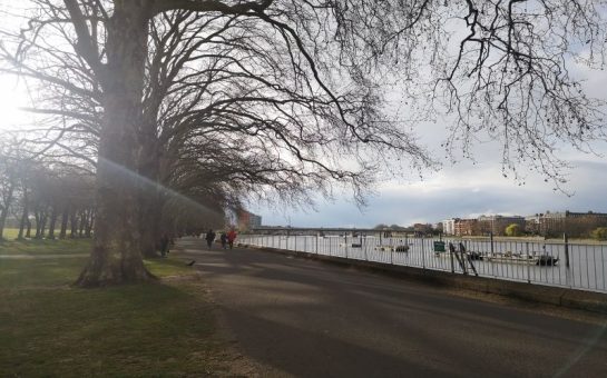 Riverside walk way in Wandsworth Park where many Wandsworth residents walk, cycle, jog and commute through